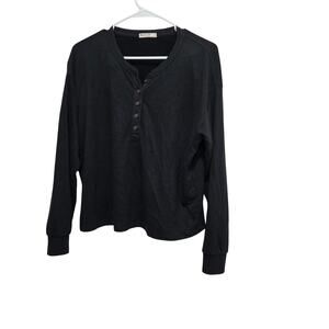 Marine Layer Black Henley Long Sleeve Tee Size L Casual